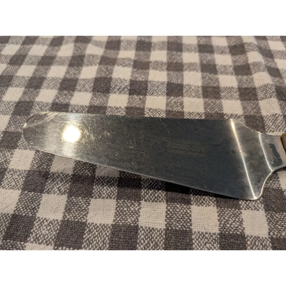 Vintage Ekco Econo-Cut‎ Pie Cake Server Stainless Steel Wood Handle Brazil
